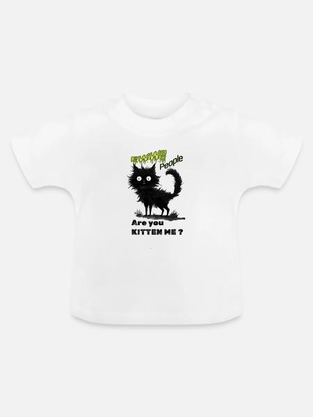 Skurrile schwarze Katze - Baby Bio-T-Shirt mit Rundhals - Weiß