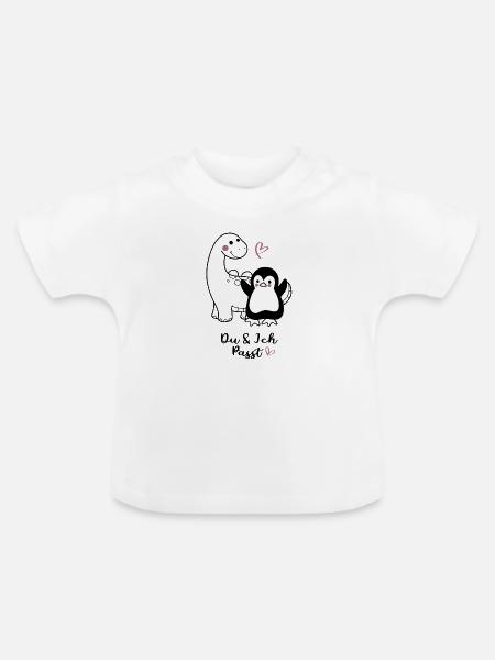 Kuschliger Pinguin mit Herzchen - Baby Bio-T-Shirt mit Rundhals - Weiß