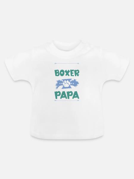 boxer hunde papa - Baby Bio-T-Shirt mit Rundhals - Weiß