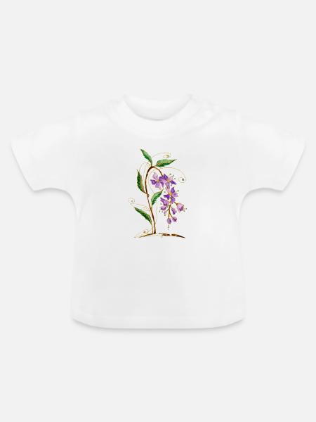 Blumen - Baby Bio-T-Shirt mit Rundhals - Weiß
