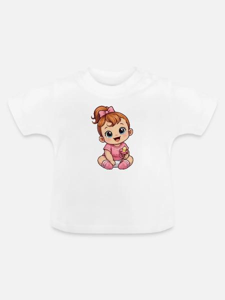 Baby Girl - Baby Bio-T-Shirt mit Rundhals - Weiß