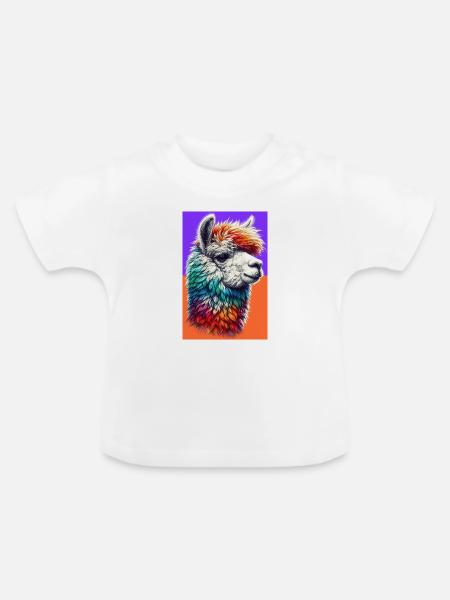 Alpaka - Baby Bio-T-Shirt mit Rundhals - Weiß