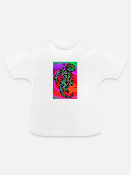 Drache - Baby Bio-T-Shirt mit Rundhals - Weiß