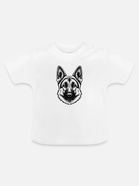 Inkline Deutscher Schäferhundkopf - Baby Bio-T-Shirt mit Rundhals - Weiß
