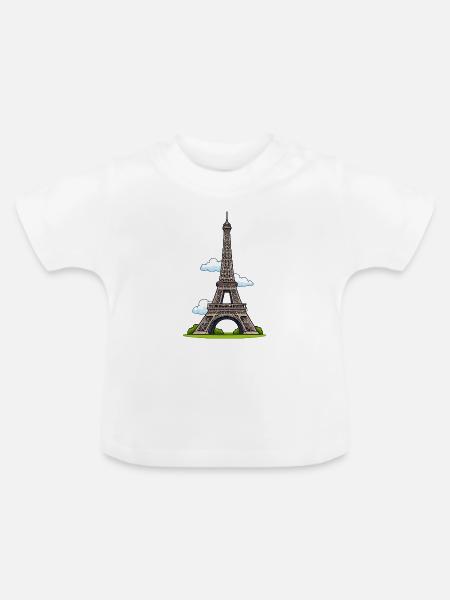 Eiffelturm Cartoon Stil - Baby Bio-T-Shirt mit Rundhals - Weiß