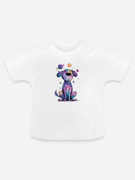 Galaktischer Welpen im All - Baby Bio-T-Shirt mit Rundhals - Weiß