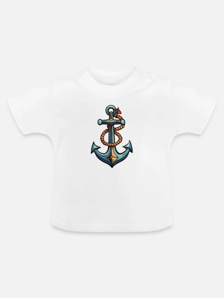 Anker Design - Baby Bio-T-Shirt mit Rundhals - Weiß