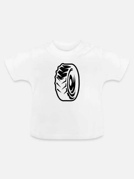 Reifen - Baby Bio-T-Shirt mit Rundhals - Weiß