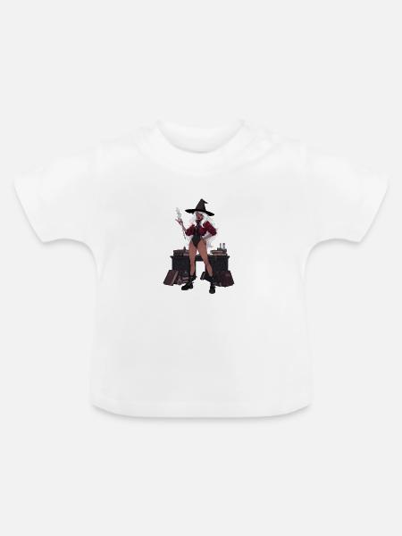 Dunkle Hexe mit Zauberstab - Baby Bio-T-Shirt mit Rundhals - Weiß