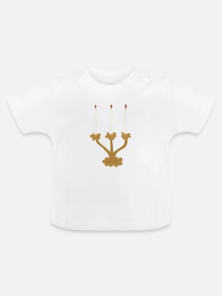 Drei-Kerzen-Kandelaber rustikal - Baby Bio-T-Shirt mit Rundhals - Weiß