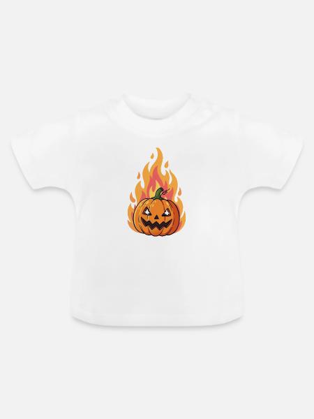 Flammender Kürbis Jack-o'-Lantern - Baby Bio-T-Shirt mit Rundhals - Weiß