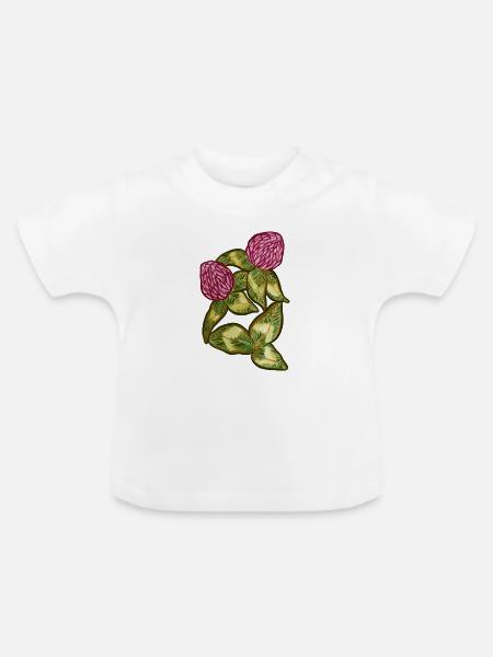 Protea Bloom botanische Blätter - Baby Bio-T-Shirt mit Rundhals - Weiß