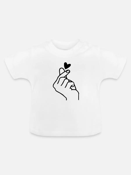 schnippende Hand mit Herz - Baby Bio-T-Shirt mit Rundhals - Weiß