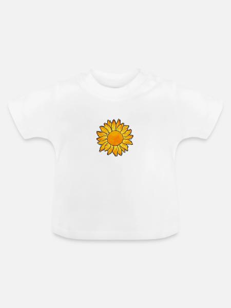Sonnenblume - Baby Bio-T-Shirt mit Rundhals - Weiß