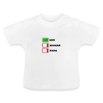 Moi, maman et papa - T-shirt bio col rond Bébé - blanc - Devant