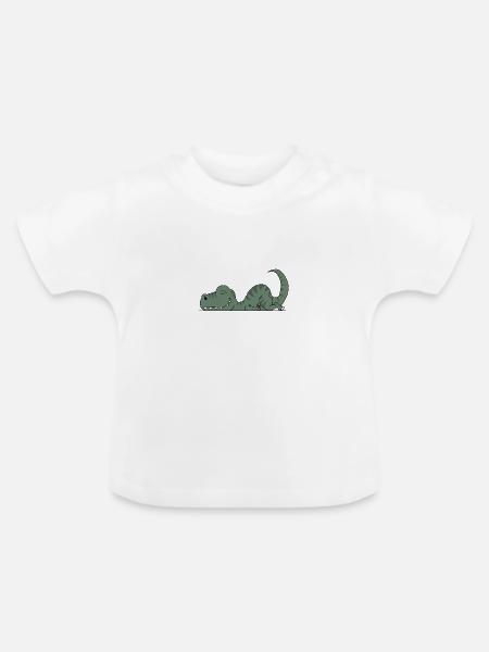 Müder Dinosaurier - Baby Bio-T-Shirt mit Rundhals - Weiß