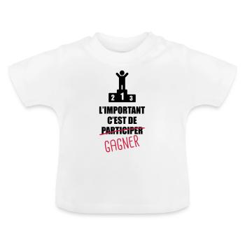 L'important c'est de participer,gagner - T-shirt bio col rond Bébé - blanc - Devant