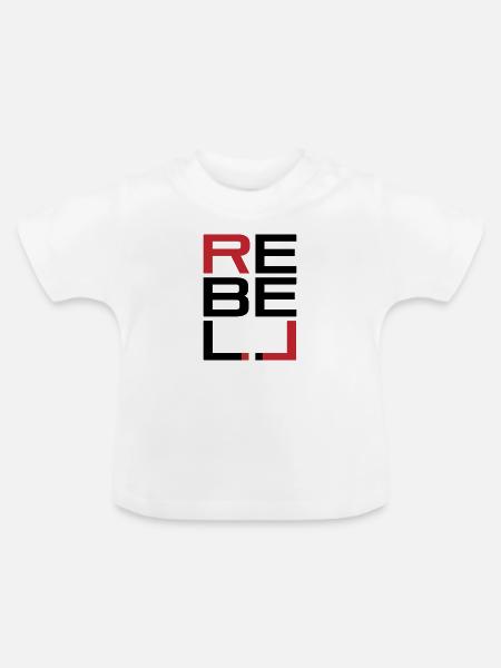 REBELL schwarz-rot - Baby Bio-T-Shirt mit Rundhals - Weiß