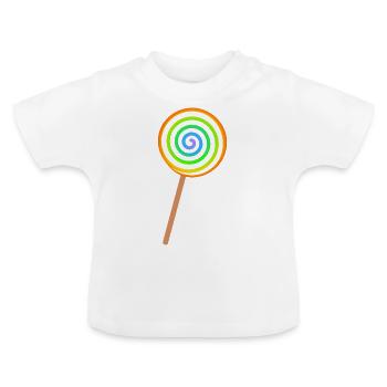 farbenfroher Lolli - Baby Bio-T-Shirt mit Rundhals - Weiß - Vorne
