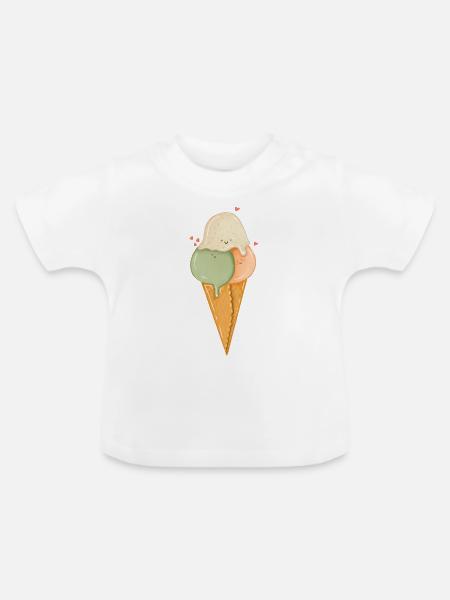 Süßes Eis Summervibes - Baby Bio-T-Shirt mit Rundhals - Weiß