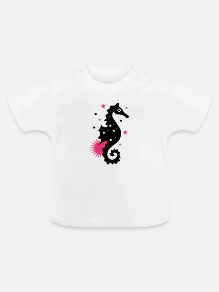 Seepferdchen - Baby Bio-T-Shirt mit Rundhals - Weiß
