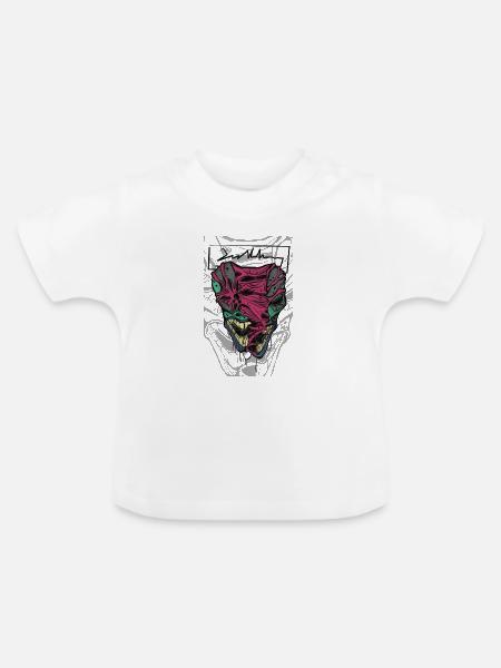 Buntes verzerrtes Maskengesicht - Baby Bio-T-Shirt mit Rundhals - Weiß