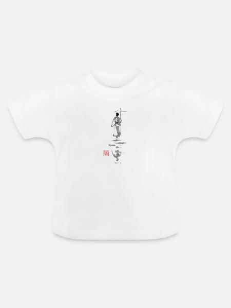 Geisha Reflexion - Baby Bio-T-Shirt mit Rundhals - Weiß
