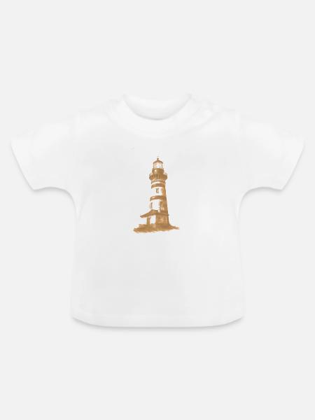 Leuchtturm farblicher Akzent - Baby Bio-T-Shirt mit Rundhals - Weiß