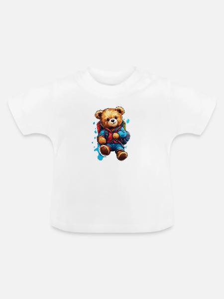 Teddybär / Kuscheltier / Stofftier / Geschenkidee - Baby Bio-T-Shirt mit Rundhals - Weiß