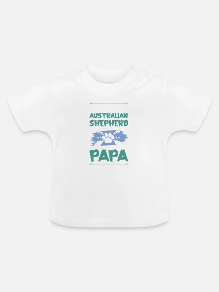 australischer shäferhund hunde papa - Baby Bio-T-Shirt mit Rundhals - Weiß