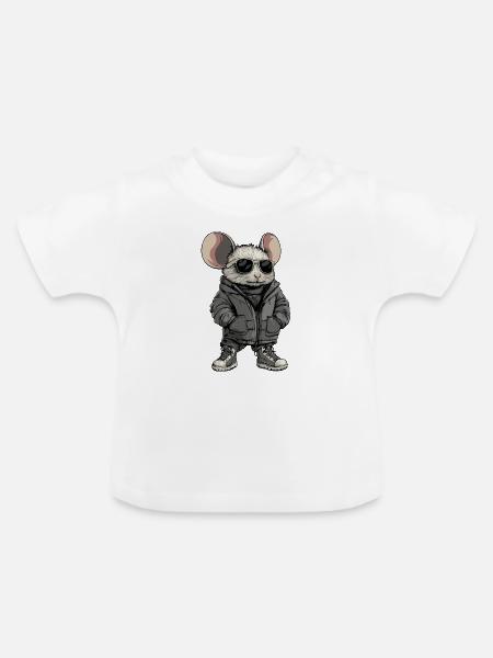 Maus Cool Winter - Baby Bio-T-Shirt mit Rundhals - Weiß