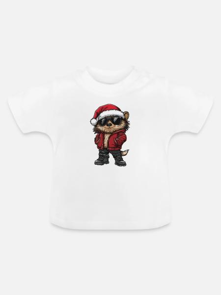 Igel Weihnachten Winter - Baby Bio-T-Shirt mit Rundhals - Weiß