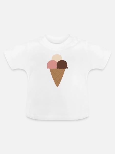 Triple Scoop Cream Cone - Baby Bio-T-Shirt mit Rundhals - Weiß