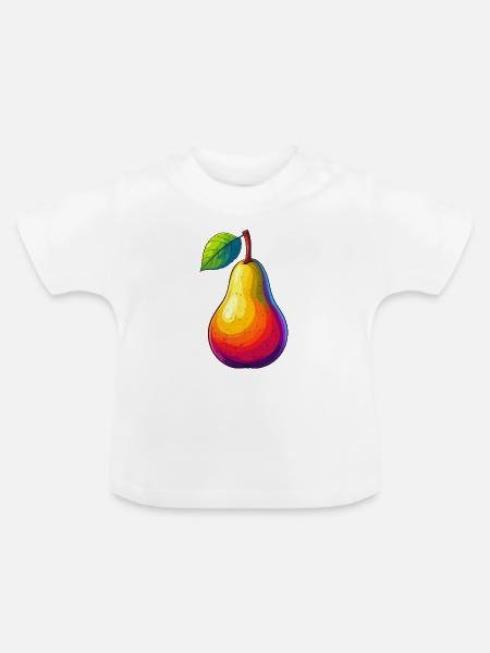 Birne - Baby Bio-T-Shirt mit Rundhals - Weiß