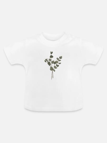 Eukalyptus-Aquarell - Baby Bio-T-Shirt mit Rundhals - Weiß