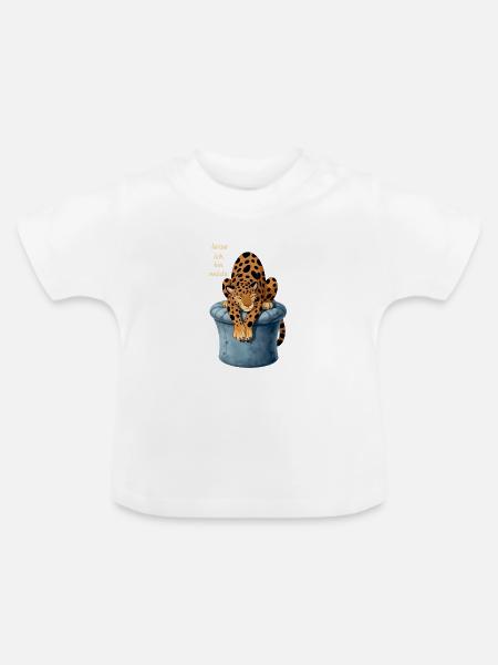 Leopard im Hut: Müde Ruhe - Baby Bio-T-Shirt mit Rundhals - Weiß