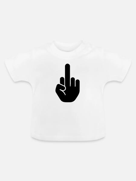 Mittelfinger - Baby Bio-T-Shirt mit Rundhals - Weiß