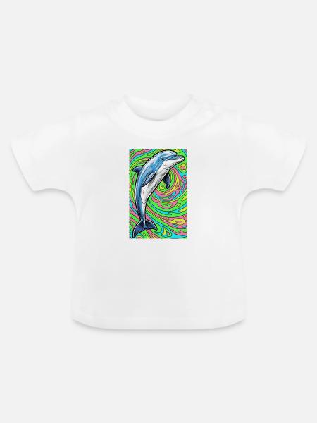 Delfin - Baby Bio-T-Shirt mit Rundhals - Weiß