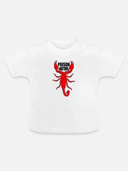 Roter Skorpion auf schwarzem Hintergrund - Baby Bio-T-Shirt mit Rundhals - Weiß