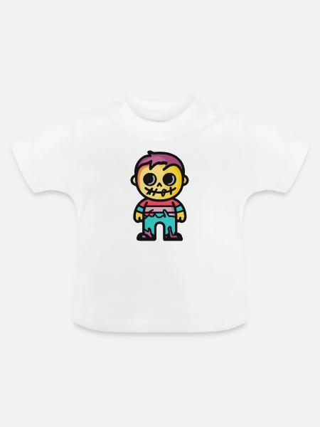 Halloween Zombie Junge Bunt - Baby Bio-T-Shirt mit Rundhals - Weiß
