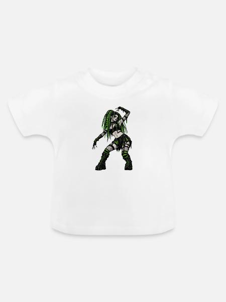 Neon-Gothic Punk Cyberlook - Baby Bio-T-Shirt mit Rundhals - Weiß