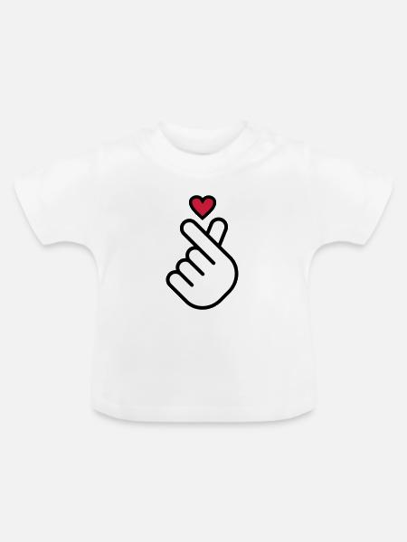 Miniheart Fingerherz - white - red heart - Baby Bio-T-Shirt mit Rundhals - Weiß