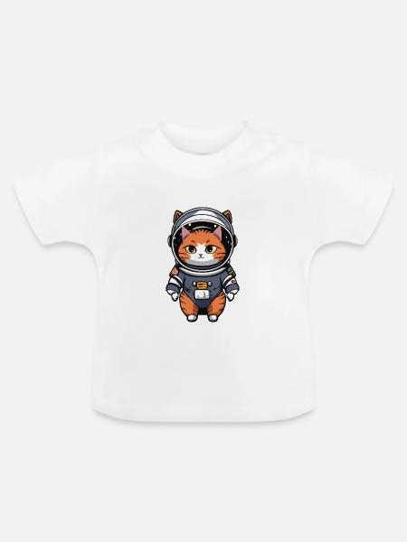 katze raumfahrt - Baby Bio-T-Shirt mit Rundhals - Weiß