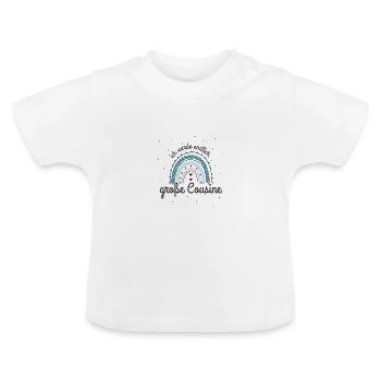 Große Cousine 2023 Regenbogen - Baby Bio-T-Shirt mit Rundhals - Weiß - Vorne