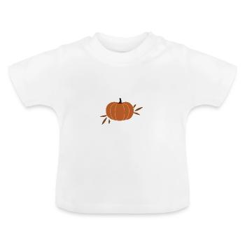 Citrouille Minimaliste : Automne Cocooning - T-shirt bio col rond Bébé - blanc - Devant