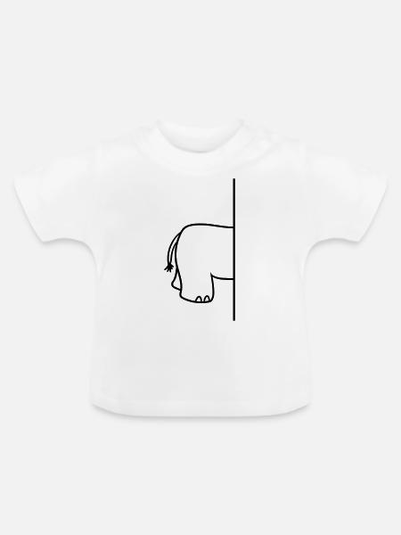 wand_halbes_getrennt_hinter_hinterteil_a - Baby Bio-T-Shirt mit Rundhals - Weiß