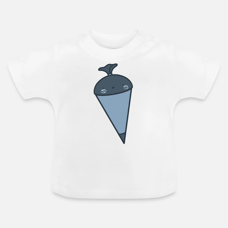 Joli cône d’école bleu - T-shirt bio col rond Bébé - blanc