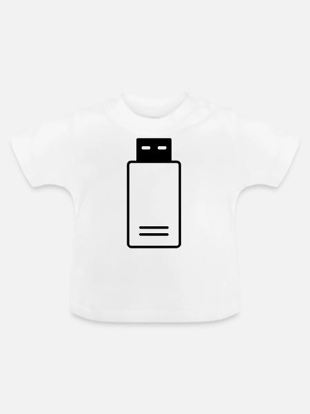 USB-Stick - Baby Bio-T-Shirt mit Rundhals - Weiß