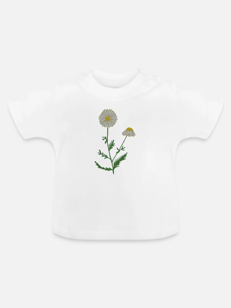 kamille - Baby Bio-T-Shirt mit Rundhals - Weiß