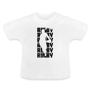 Rugby player sketch - Baby Organic T-Shirt with Round Neck - white - Front